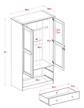 Load image into Gallery viewer, 100% Solid Wood Smart Wardrobe Armoire