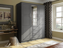 Load image into Gallery viewer, Wardrobe Armoire with Mirrored Door, (100% Solid Wood )