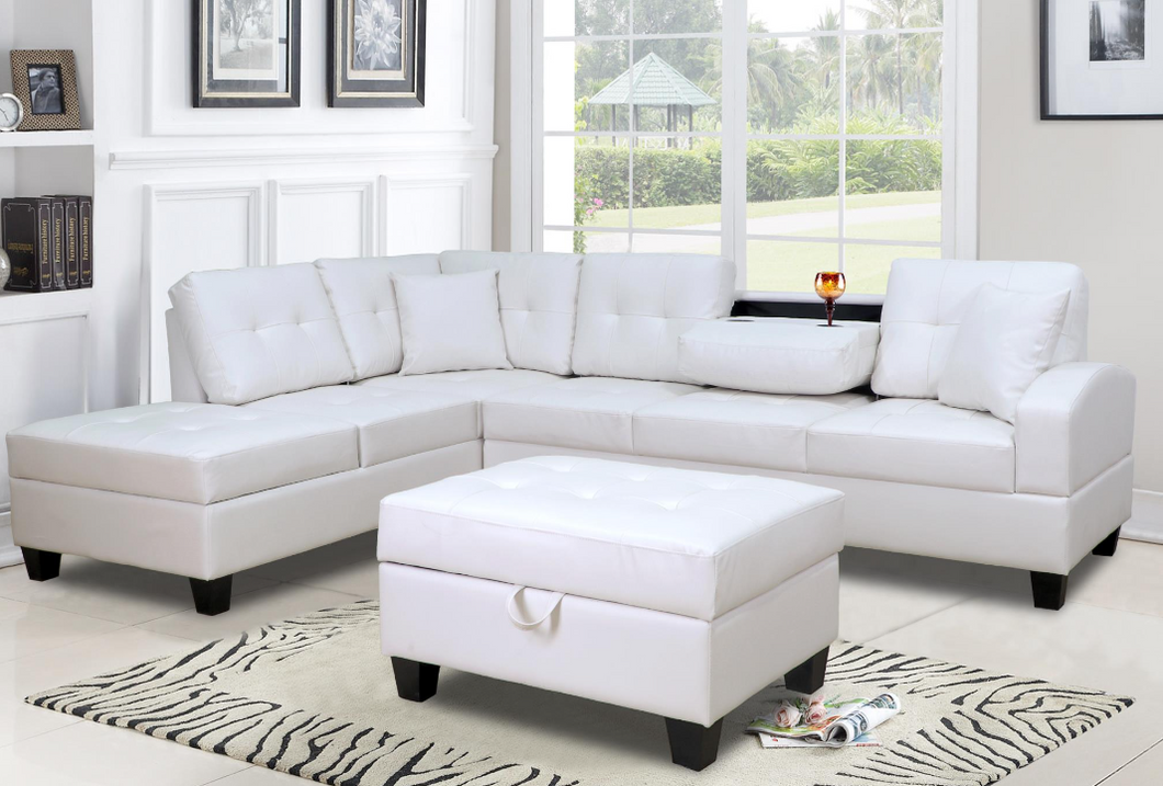 U5300 WHITE SECTIONAL WITH OTTOMAN