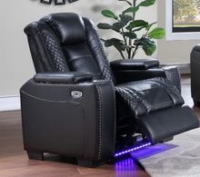 Load image into Gallery viewer, Black Leather Power Reclining Sofa, Loveseat & Chair