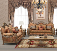 Load image into Gallery viewer, Classic Sofa & Loveseat Golden & Orange Color Blend