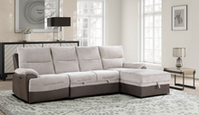 Load image into Gallery viewer, BEIGE/BROWN SECTIONAL POWER RECLINER