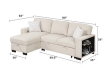 Load image into Gallery viewer, Modern Pinto Reversible Sleeper Sectional with Storage