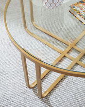 Load image into Gallery viewer, GLASS TOP GOLDEN LEGS MITON STYLE 3 PC COFFEE TABLE SET