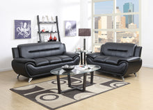 Load image into Gallery viewer, BLACK FAUX LEATHER SOFA AND LOVESEAT