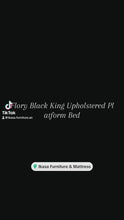 Load and play video in Gallery viewer, Flory Black King Upholstered Platform Bed