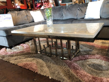 Load image into Gallery viewer, MARBLE TOP CENTER TABLE WITH SILVER BASE LAYER
