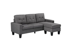Load image into Gallery viewer, REVERSIBLE SOFA SET WITH OTTOMAN IN GREY LINEN