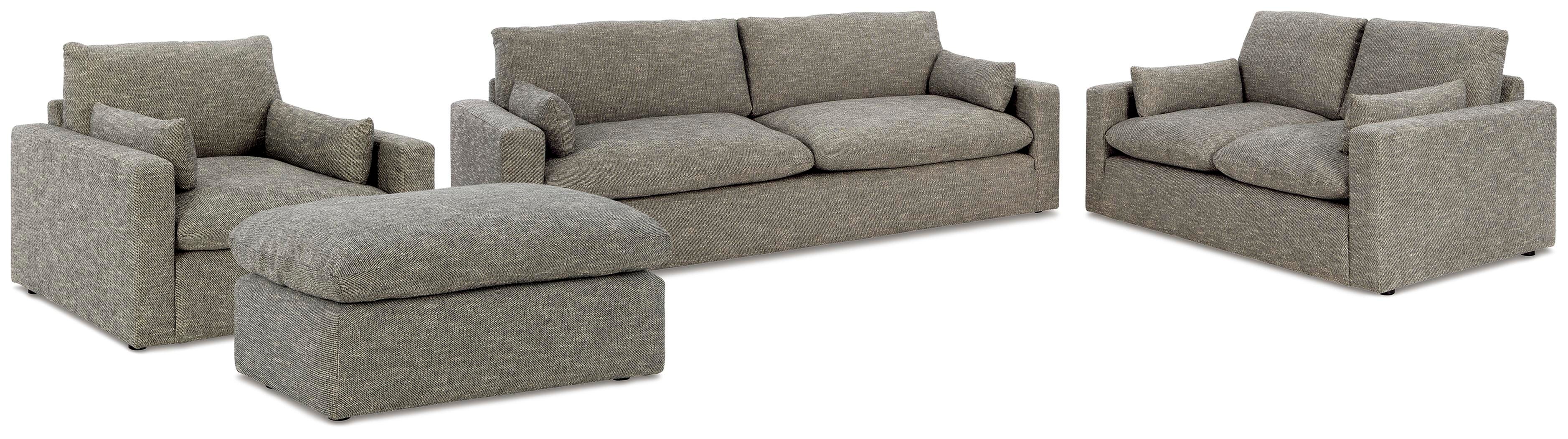 Dramatic Sofa, Loveseat, Chair and Ottoman - Granite
