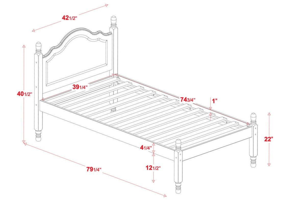 100% Solid Wood Reston Twin Bed, Java