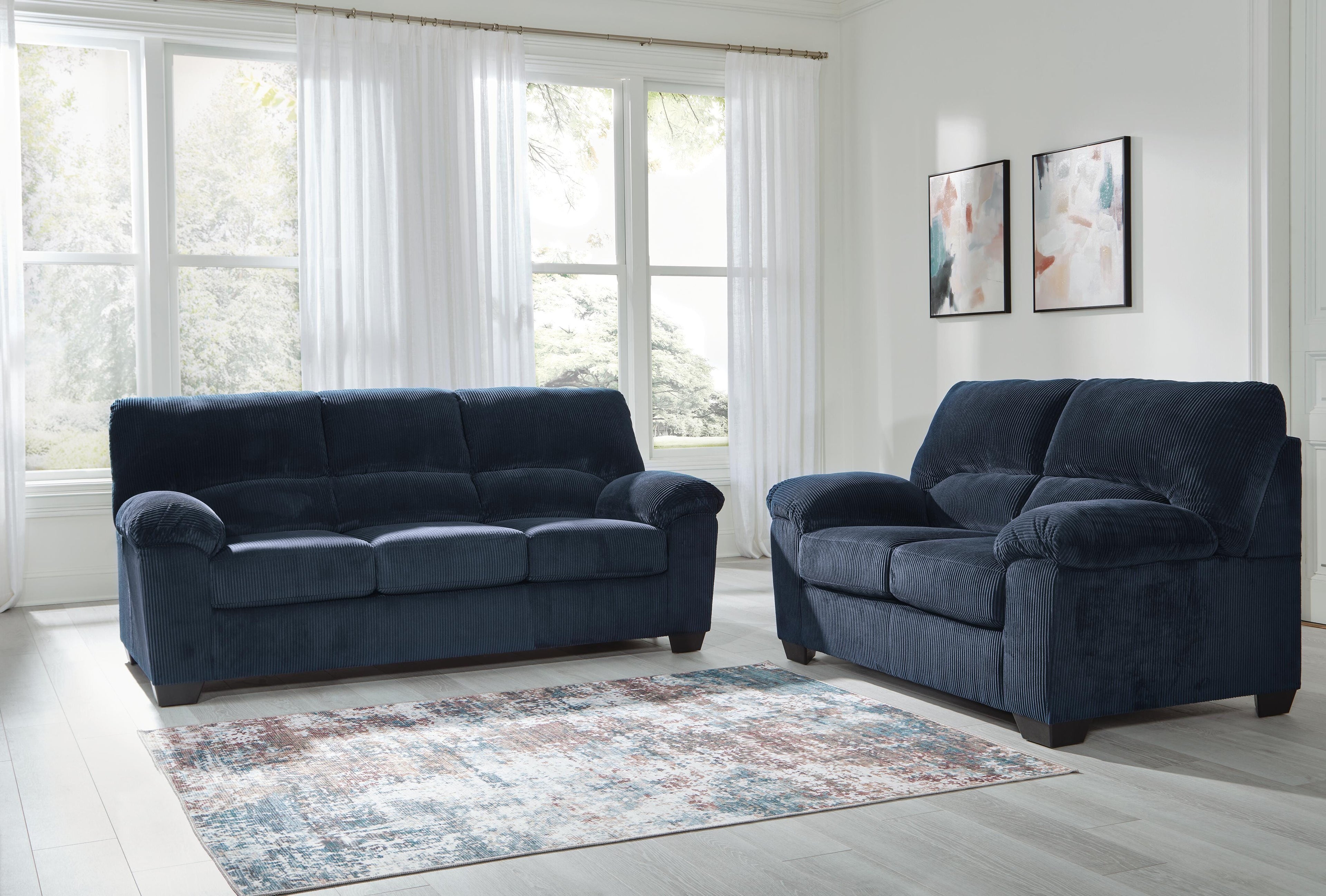 SimpleJoy Sofa and Loveseat - Navy