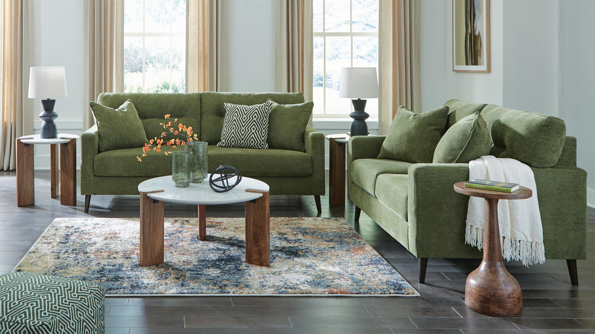Bixler Sofa and Loveseat - Olive