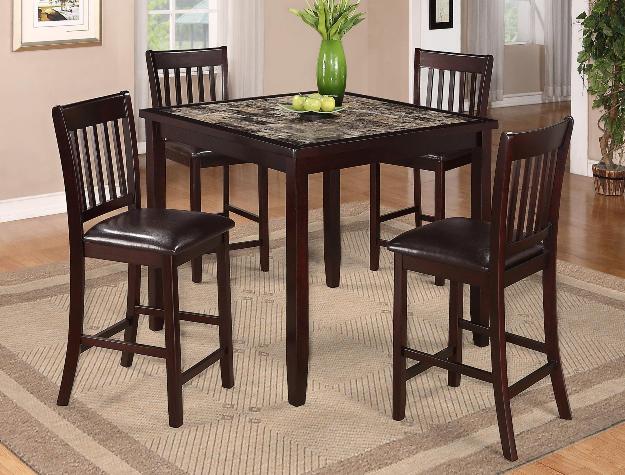 5 Piece Counter Height Dining Set in Espresso Finish