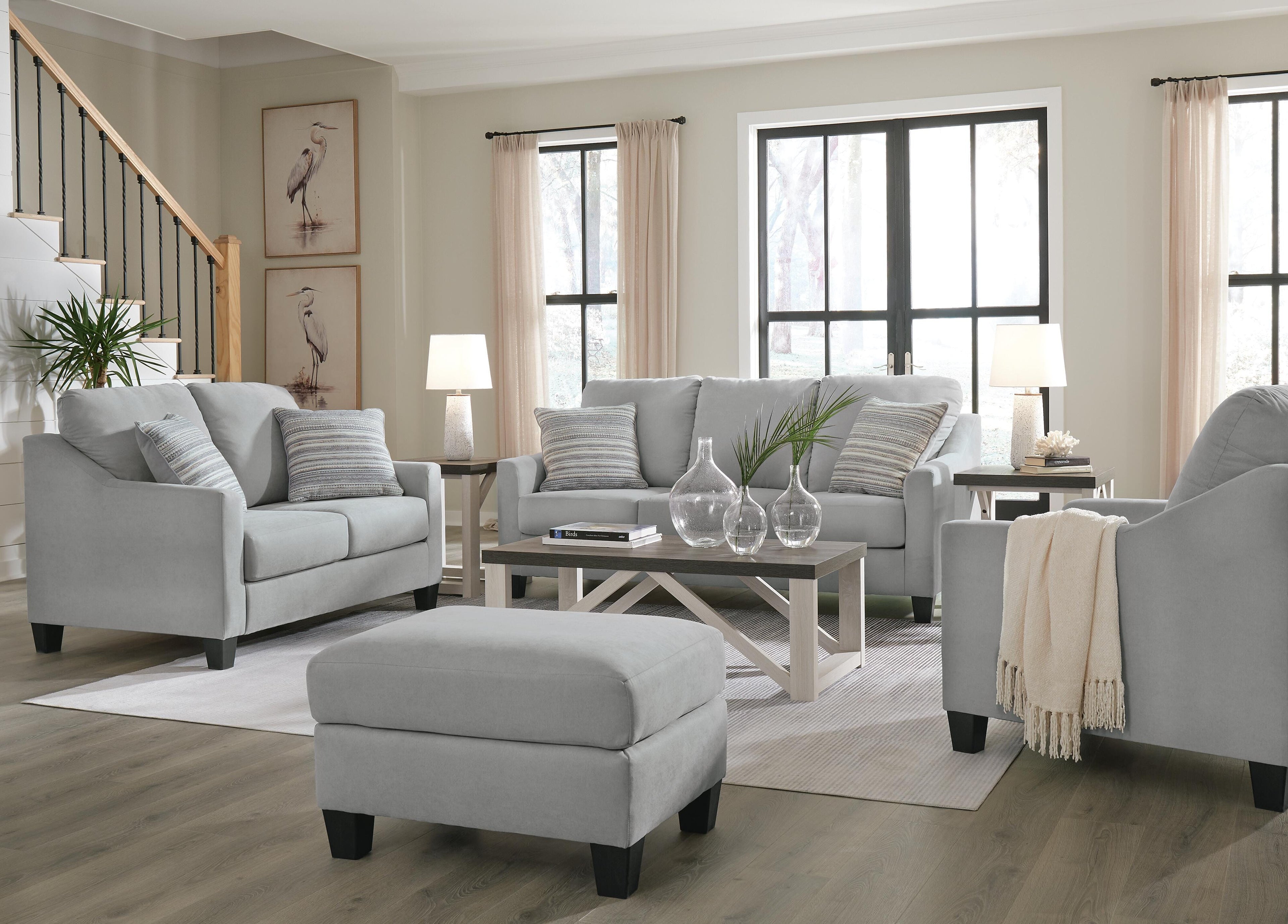 Adlai Sofa, Loveseat, Chair and Ottoman - Shadow