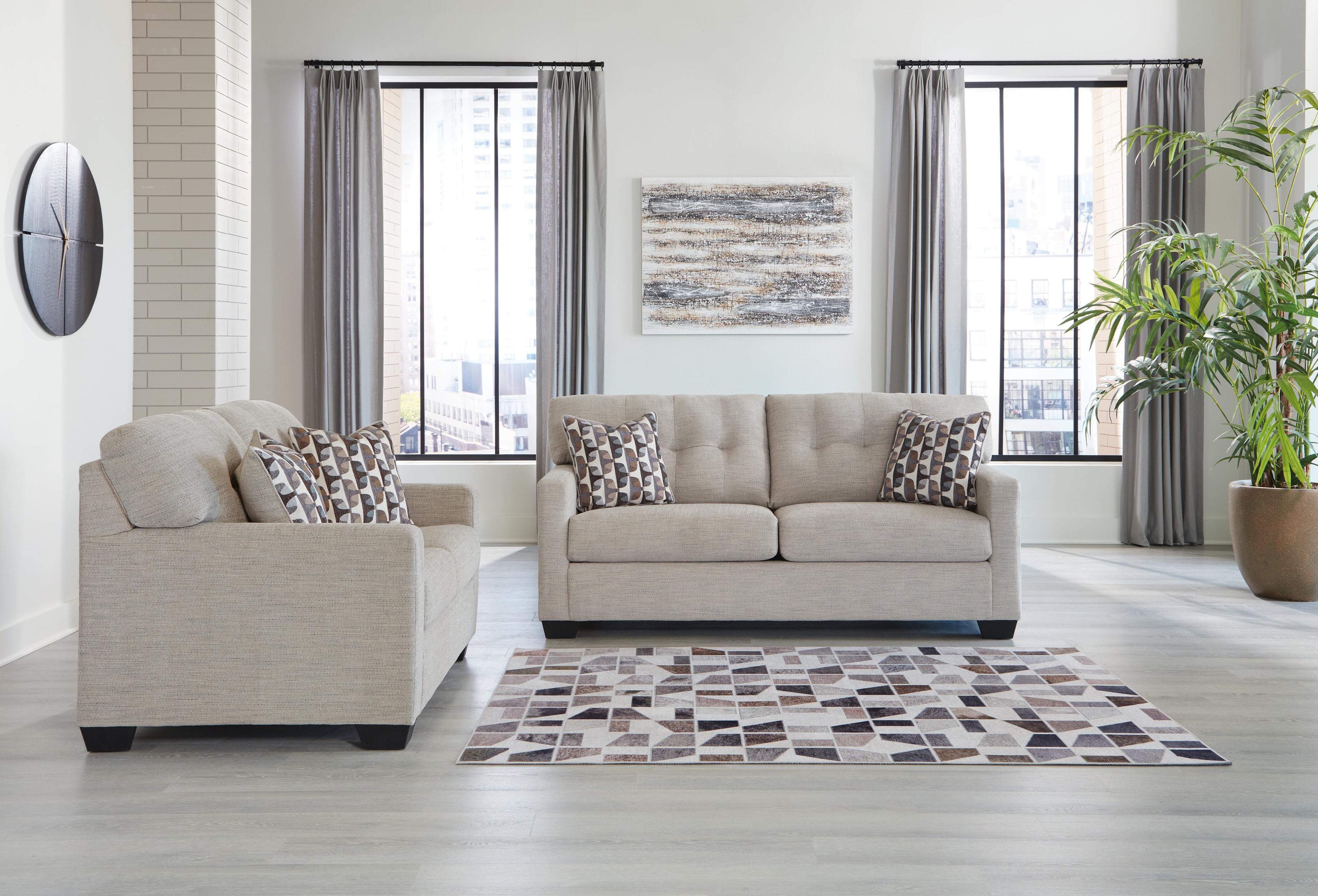 Mahoney Sofa and Loveseat - Pebble