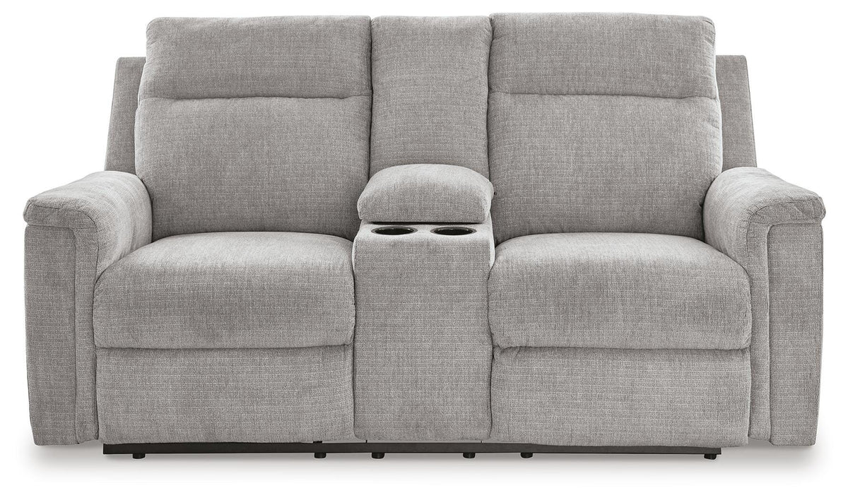 Barnsana DBL REC PWR Loveseat w/Console - Ash