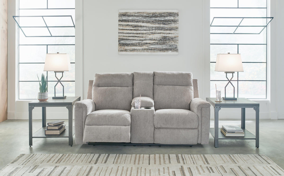 Barnsana DBL REC PWR Loveseat w/Console - Ash