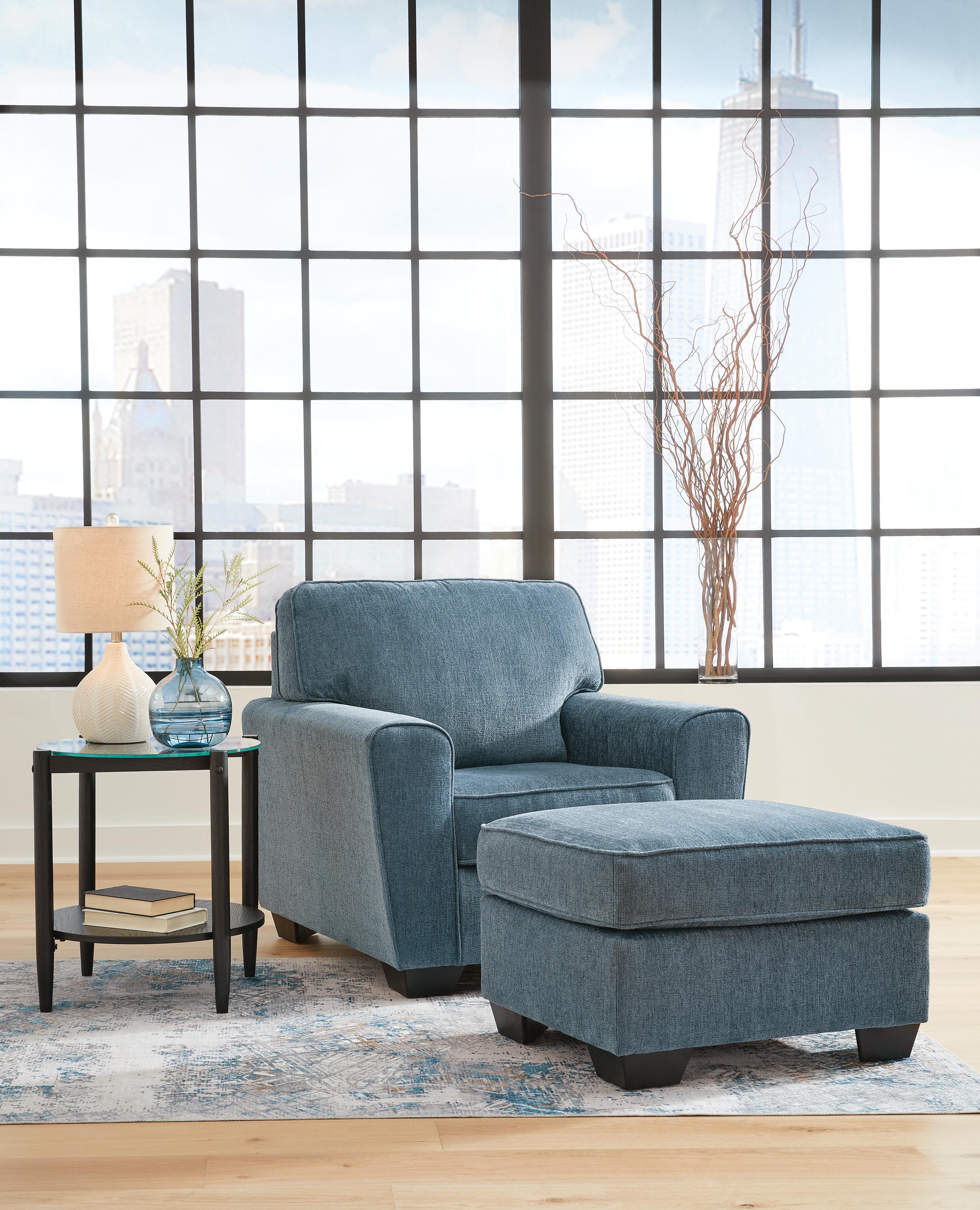 Cashton Chair and Ottoman - Blue