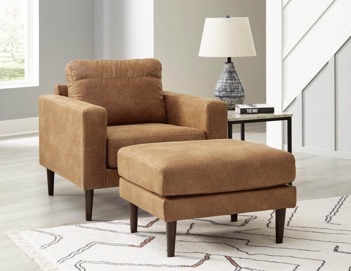 Telora Chair and Ottoman - Caramel