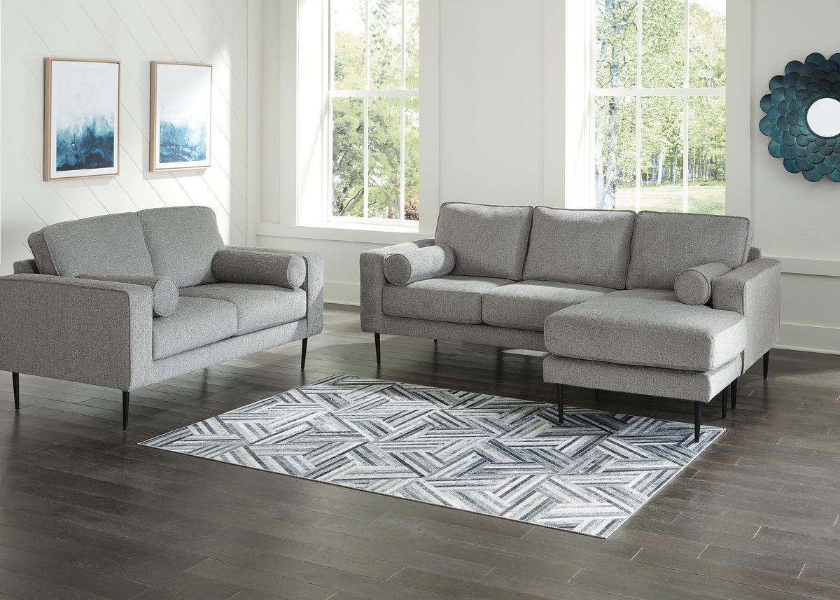 Hazela Sofa Chaise and Loveseat - Charcoal