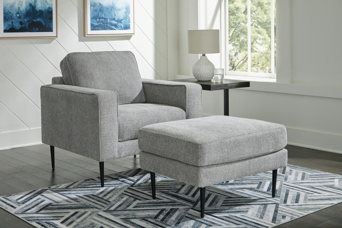 Hazela Chair and Ottoman - Charcoal