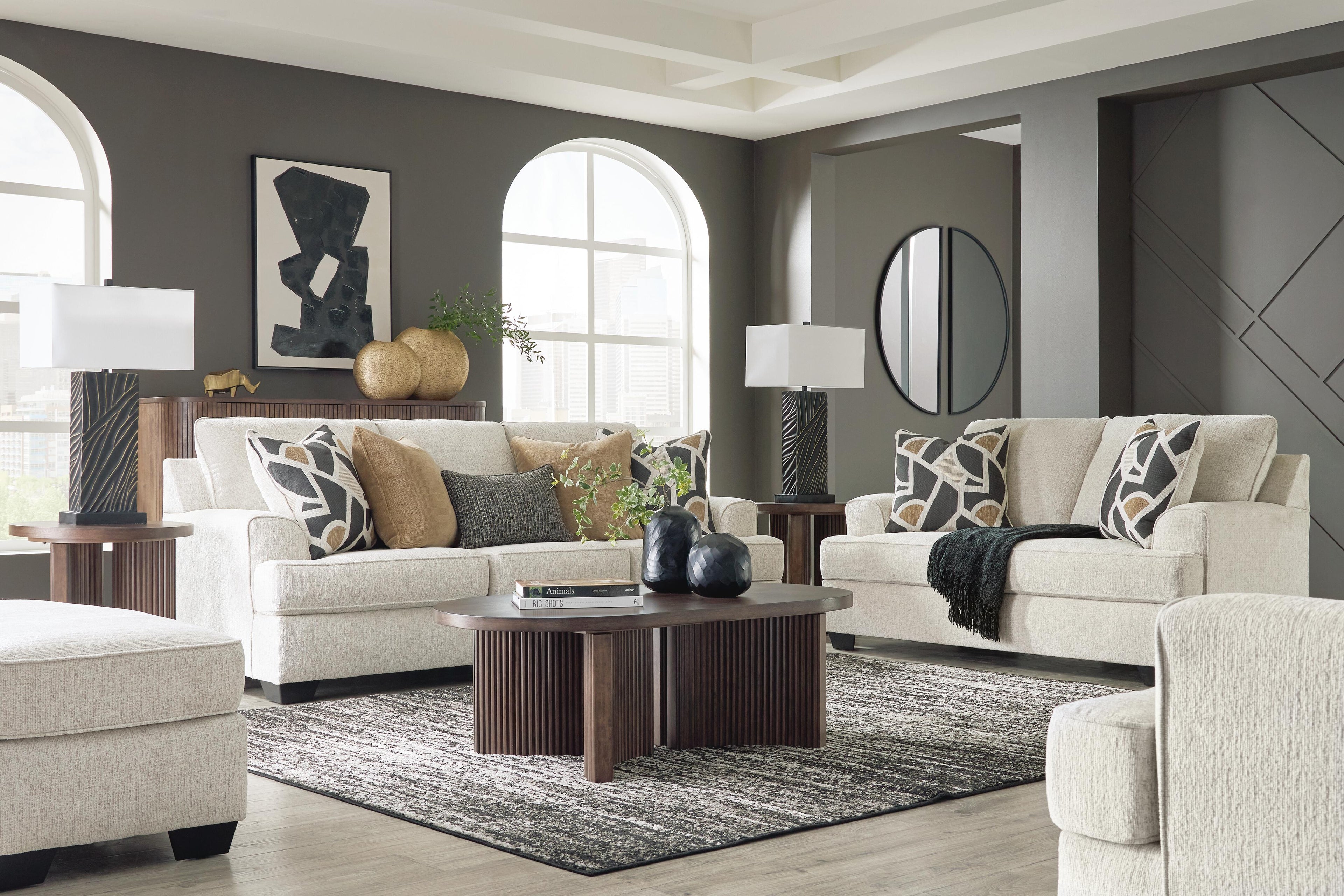 Heartcort Sofa, Loveseat, Chair and Ottoman - Quartz