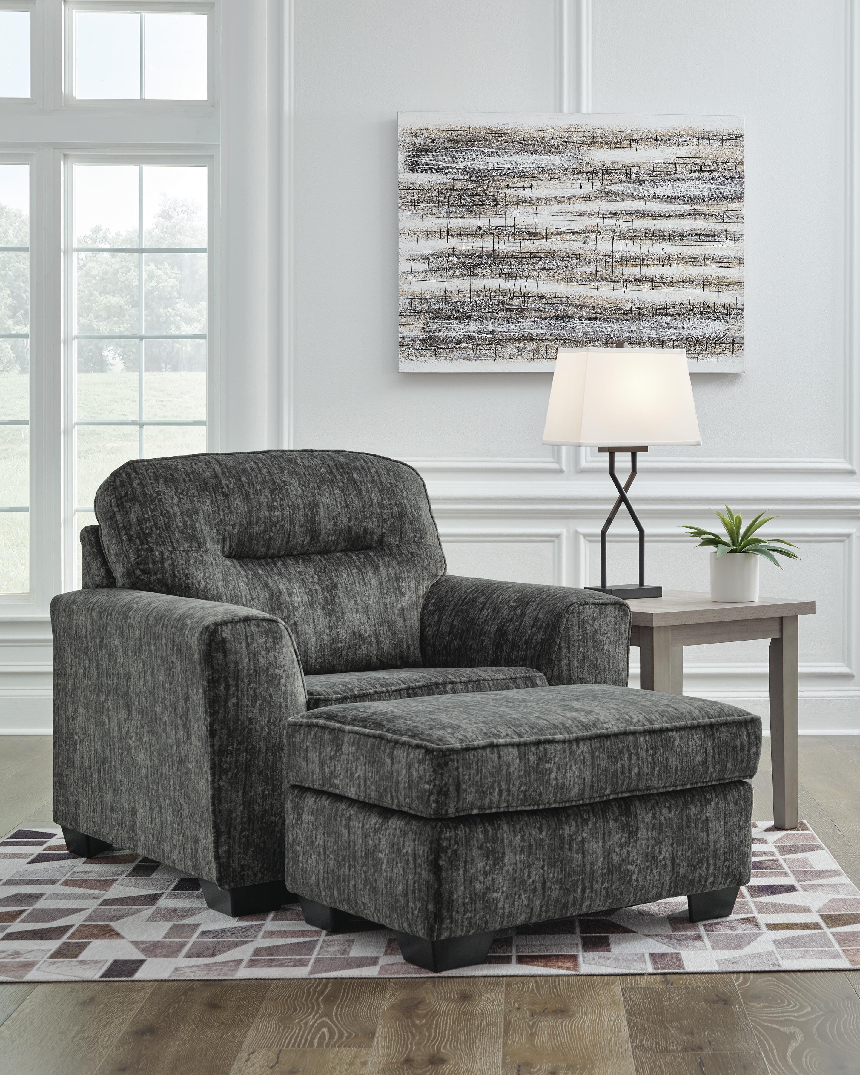 Lonoke Chair and Ottoman - Gunmetal