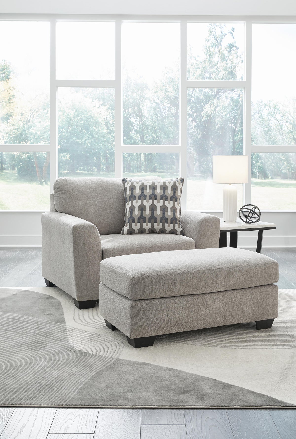 Avenal Park Chair and Ottoman - Flannel