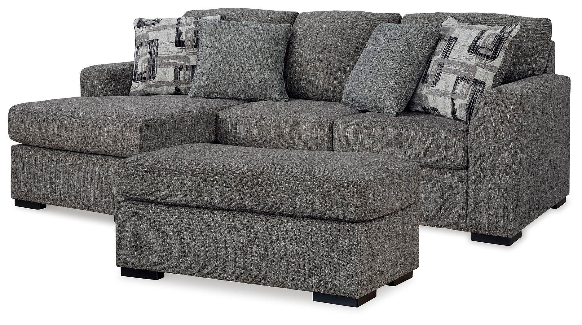 Gardiner Sofa Chaise with Ottoman - Pewter