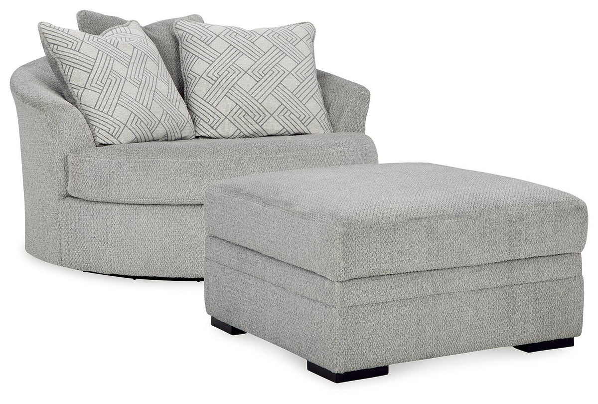 Casselbury Chair and Ottoman - Cement