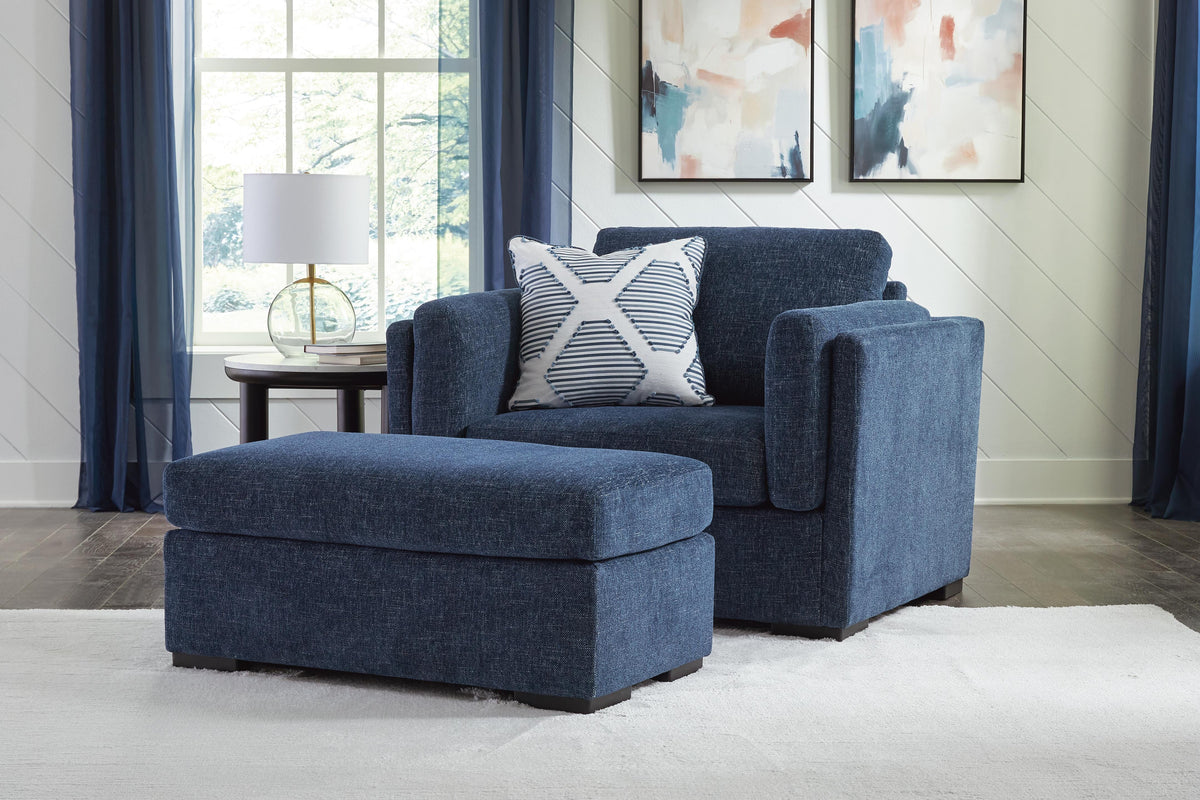 Evansley Chair and Ottoman - Navy