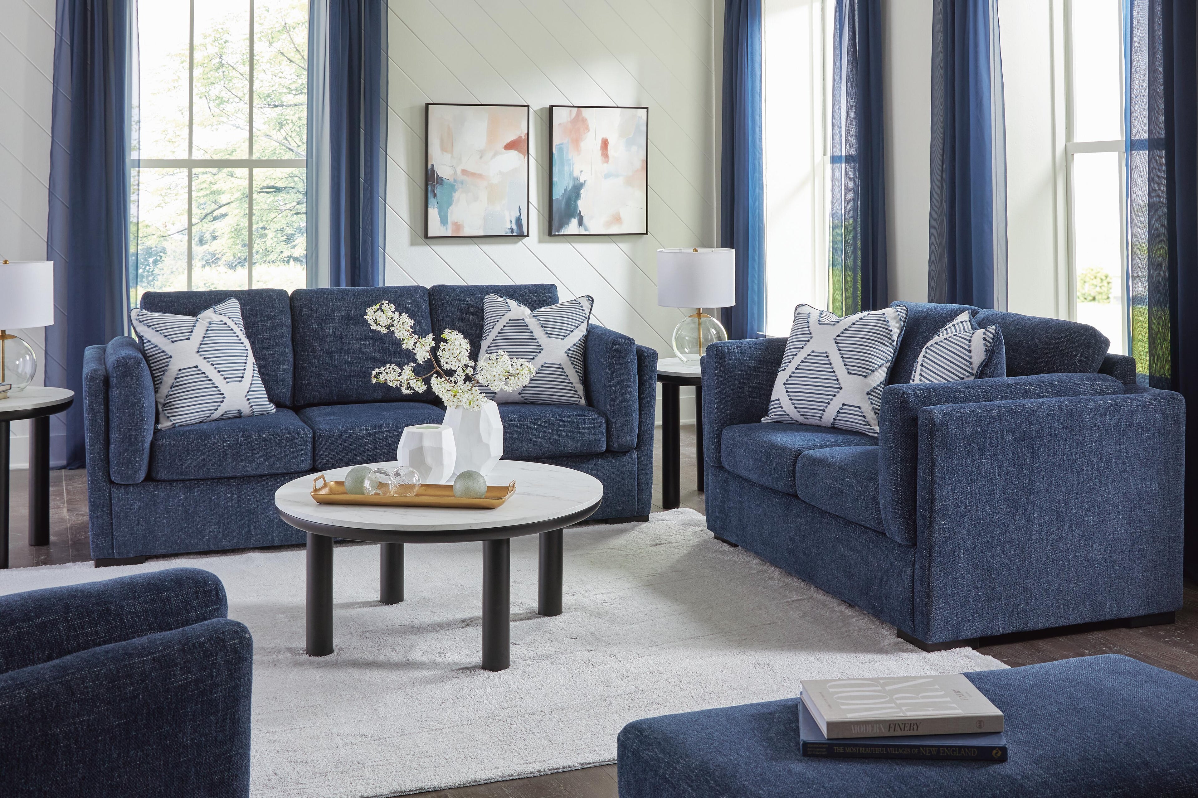 Evansley Living Room Sets Collection - Navy