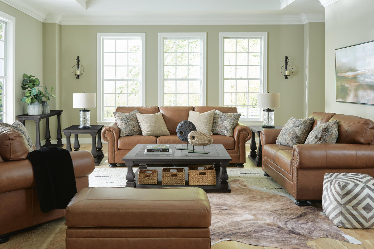 Carianna Sofa, Loveseat, Chair and Ottoman - Caramel