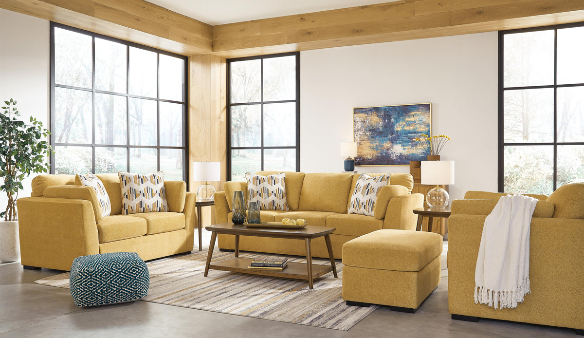 Keerwick Sofa, Loveseat, Chair and Ottoman - Sunflower