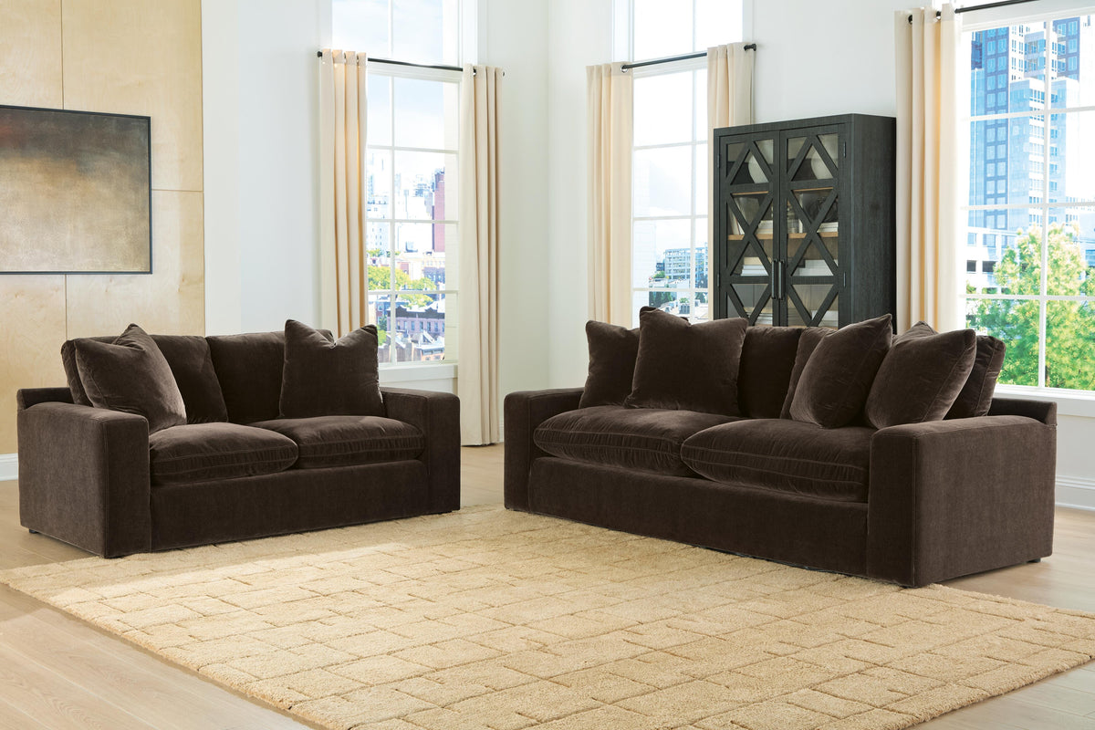 Maxton Heights Sofa and Loveseat - Bittersweet