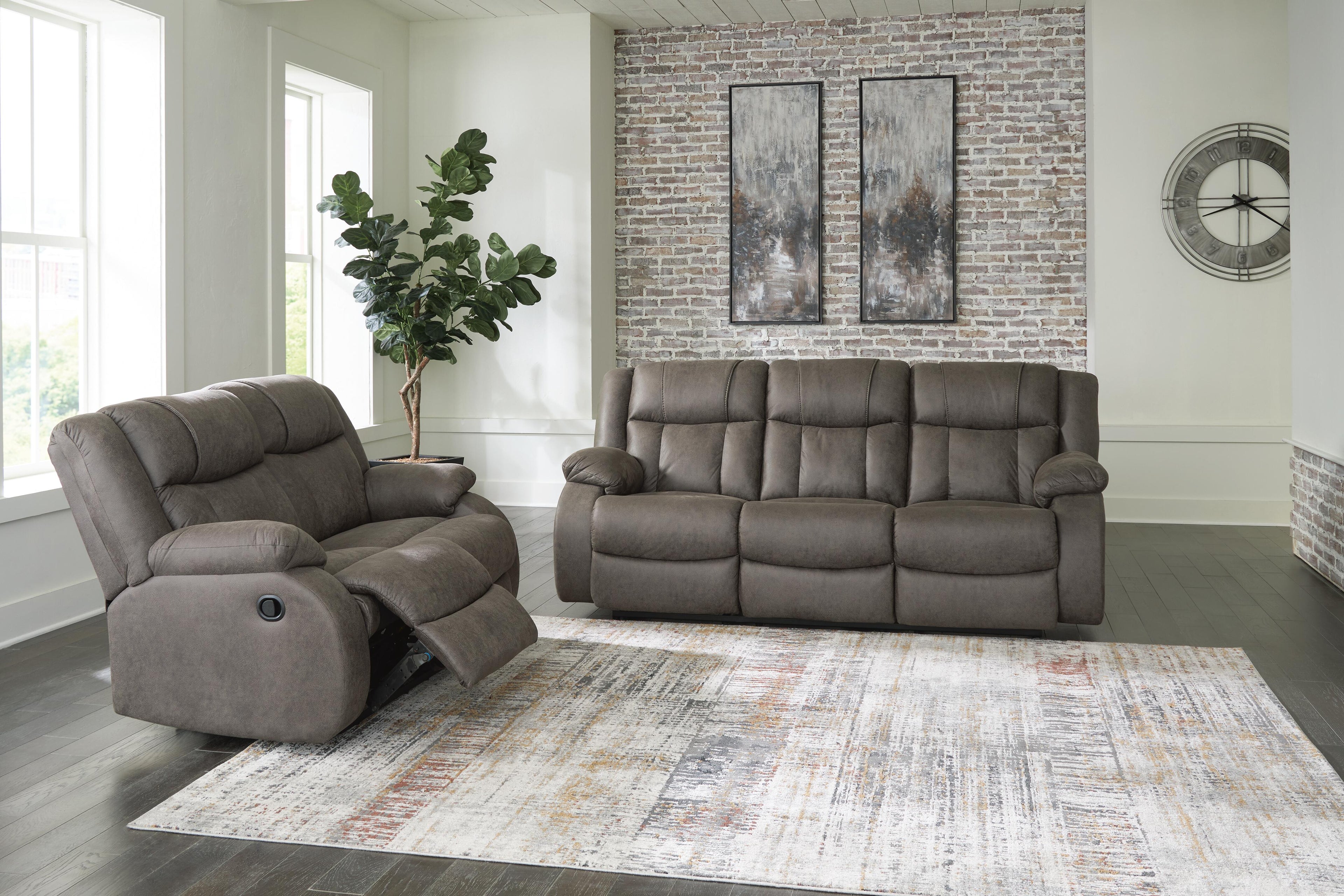 First Base Sofa and Loveseat - Gunmetal