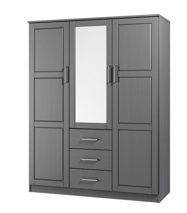 Wardrobe Armoire with Mirrored Door, (100% Solid Wood )