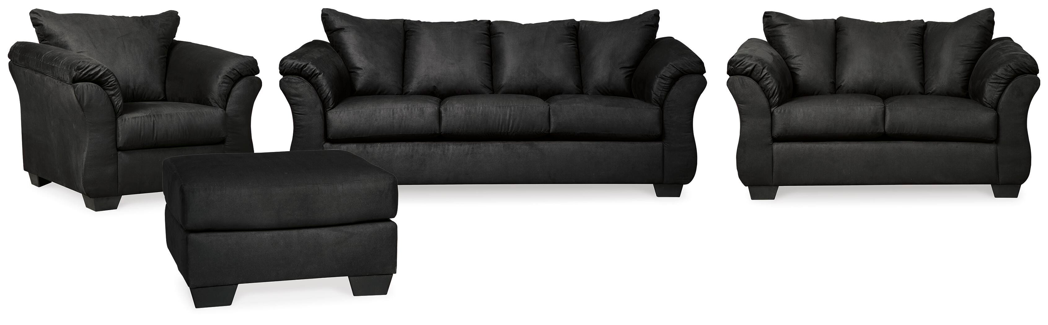 Darcy Sofa, Loveseat, Chair and Ottoman - Black