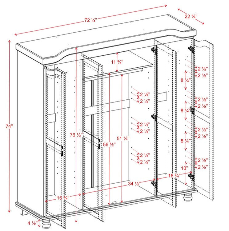 KYLE 4 DOOR WARDROBE (100 % SOILD WOOD)