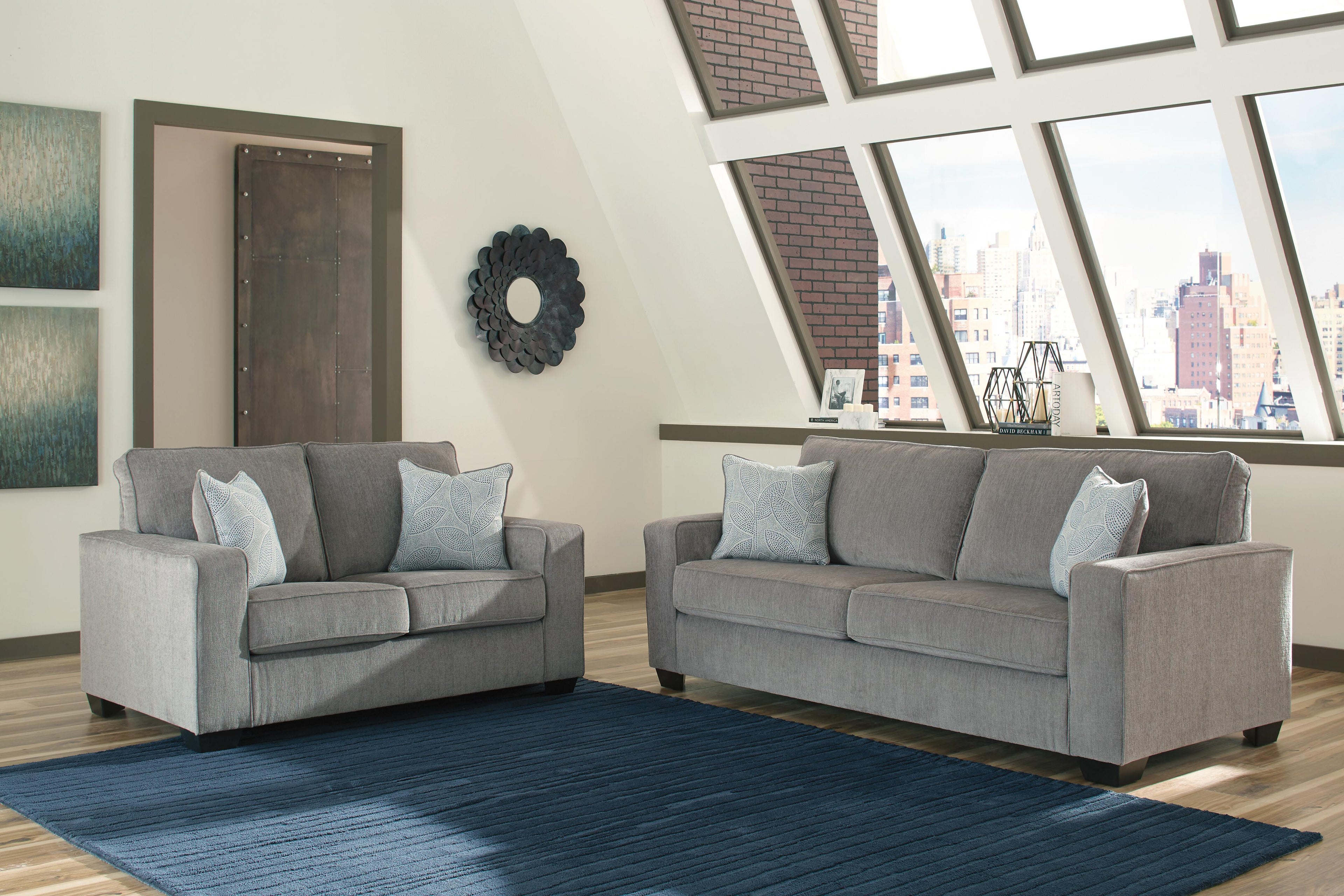 Altari Sofa and Loveseat - Alloy