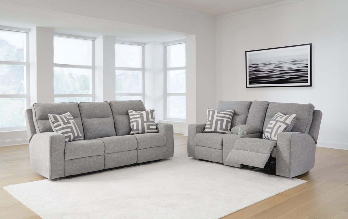 Biscoe Sofa and Loveseat - Pewter