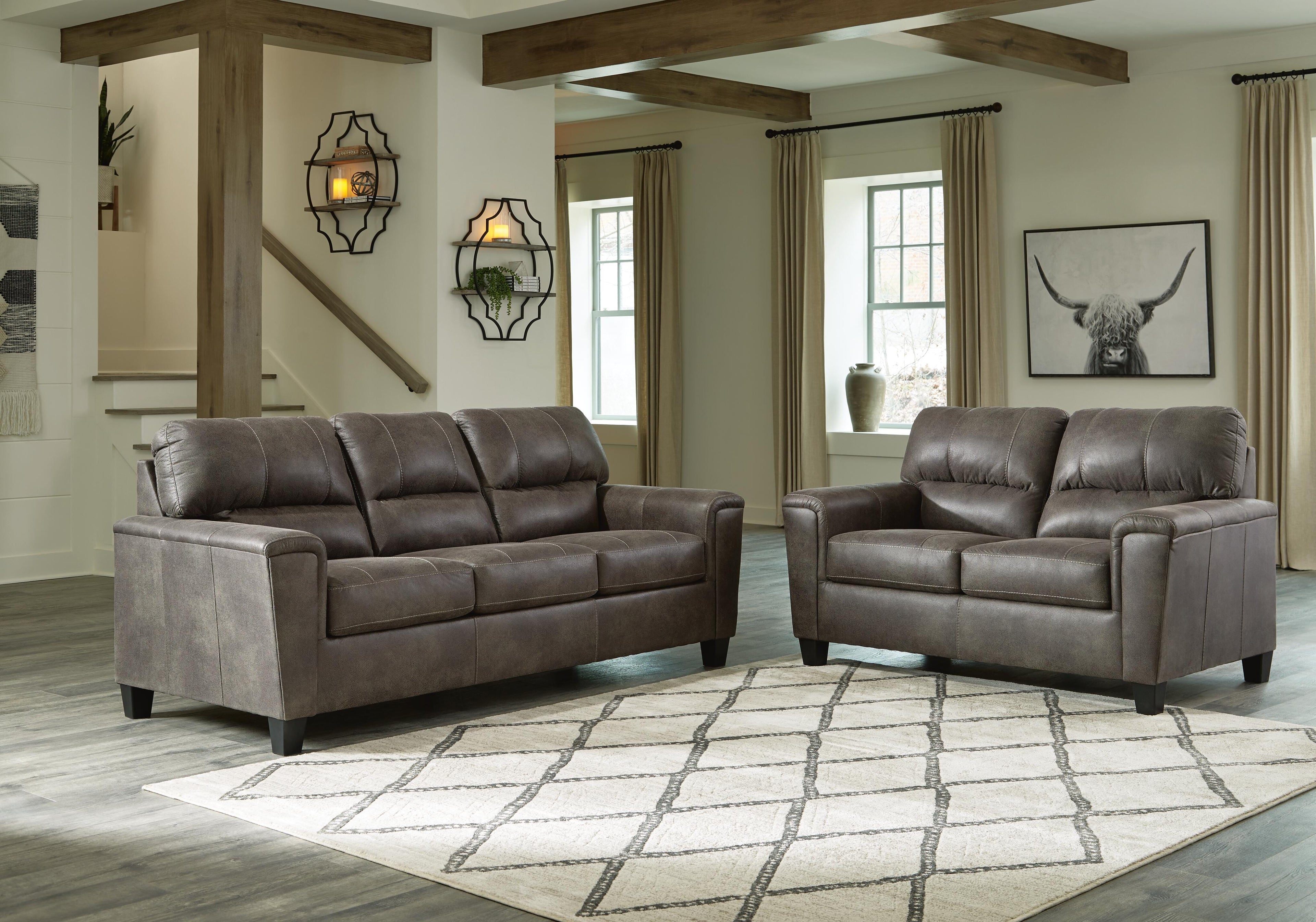 Navi Sofa and Loveseat - Smoke