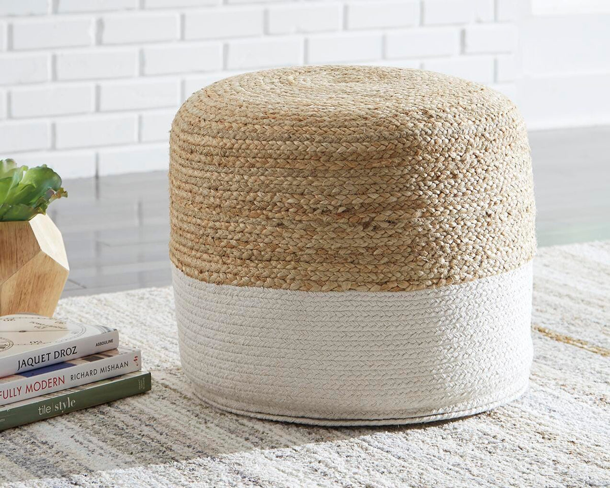 Sweed Valley Pouf - Natural/White