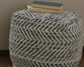 Chevron Pouf - Blue