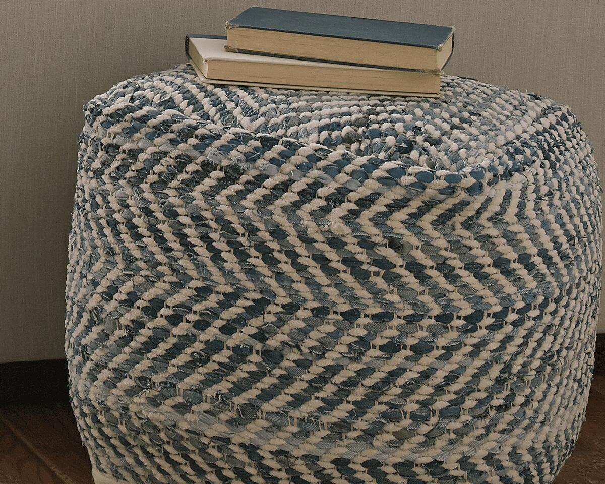 Chevron Pouf - Blue
