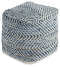 Chevron Pouf - Blue