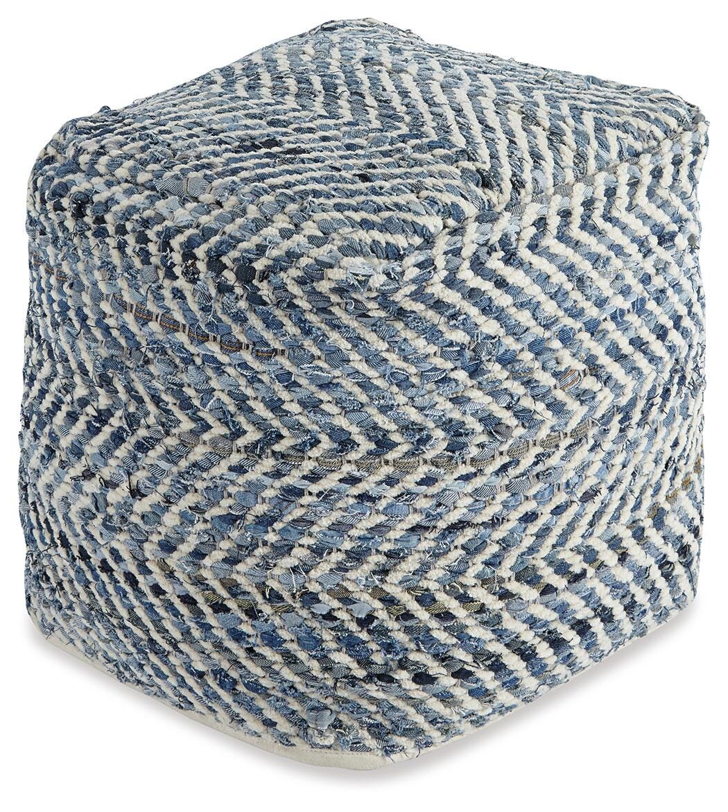Chevron Pouf - Blue