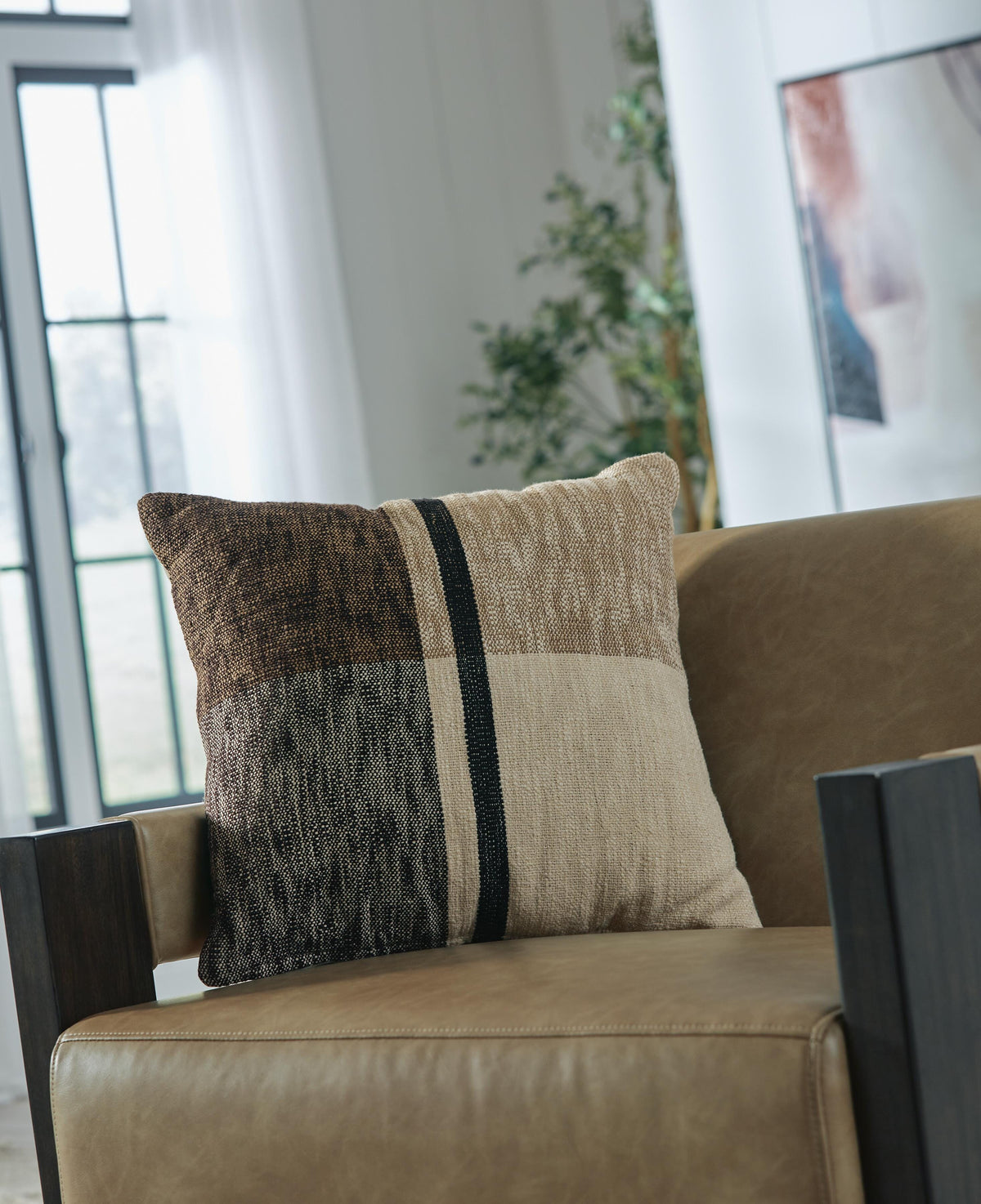 Adrielton Pillow (4/CS) - Black/Brown/Tan