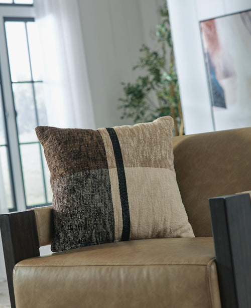 Adrielton Pillow (4/CS) - Black/Brown/Tan