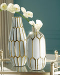 Mohsen Vase Set (2/CN) - Gold Finish/White